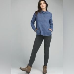 prAna Women's Shelton Top Hemp Chambray Blue Size Large